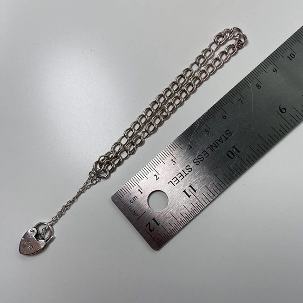 Vintage Sterling Silver Heart Clasp Lock Padlock Charm Bracelet LOCKET - Picture 2 of 8